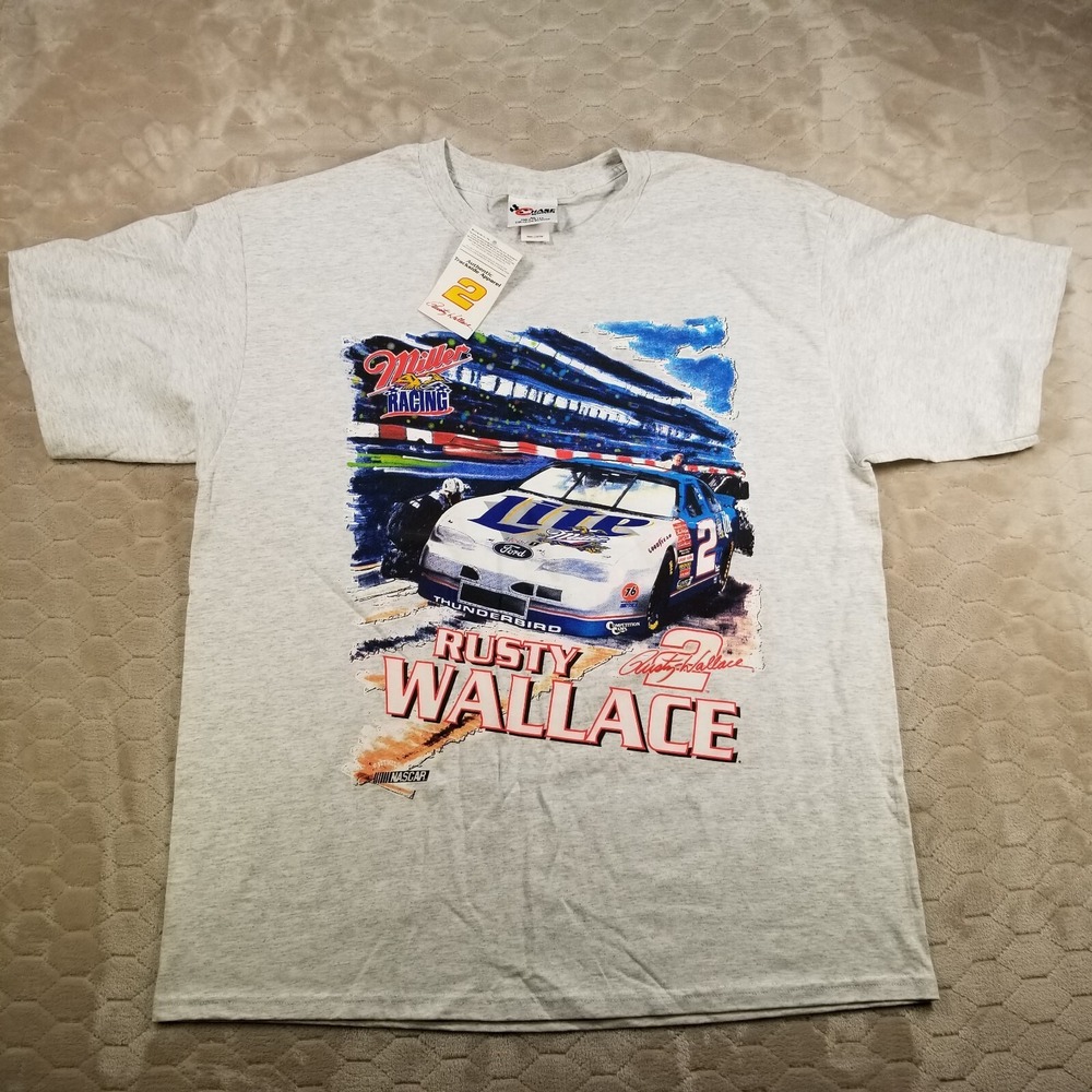 VTG Rusty Wallace NASCAR Nutmeg Mills Shirt Sz XL USA Made Miller Racing NWT New